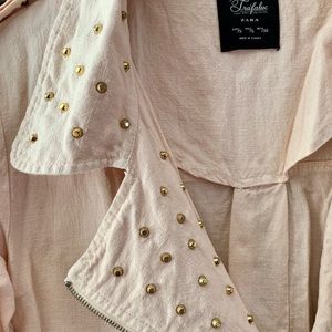 Zara Trafaluc Blush Pink Studded Jacket/Blazer